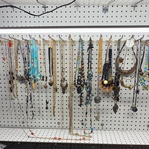 54 Assorted Necklaces, Jewelry Collection with Gold and silver tones.